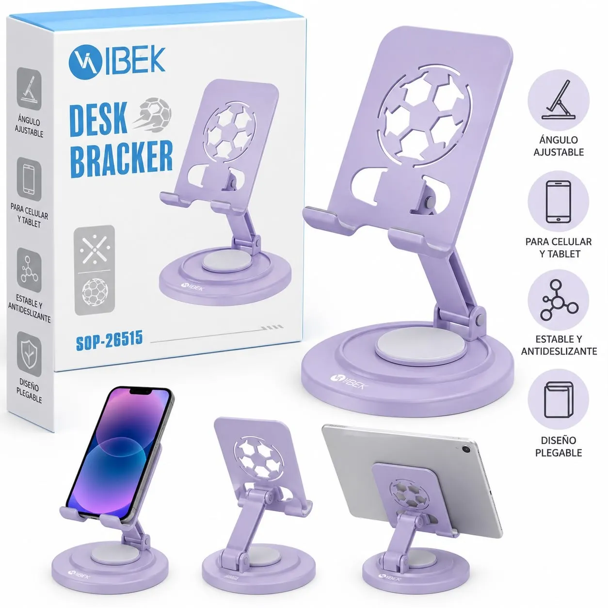 SOPORTE DE MESA IBEK SOP-26515 METAL CON ROTACION - imagen 1